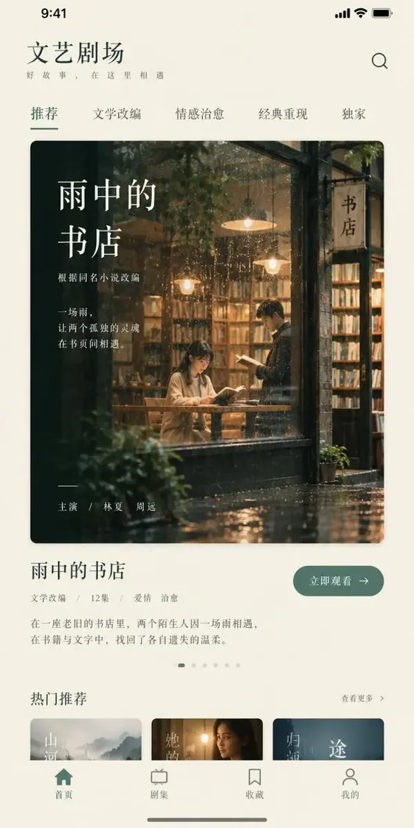 黄豆短剧最新地址 APP 界面预览 黄豆短剧最新地址 APP 界面预览:深空蓝背景与双窗月亮插画